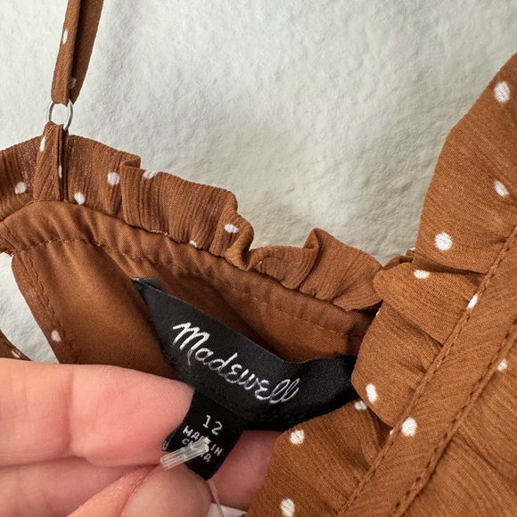 NWT Madewell Sophia Cami Tiered Midi Dress in Dot Brown Polka Dot Size 12 Spring - Picture 6 of 12